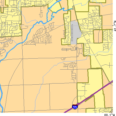 Zip code 60490 close-up map