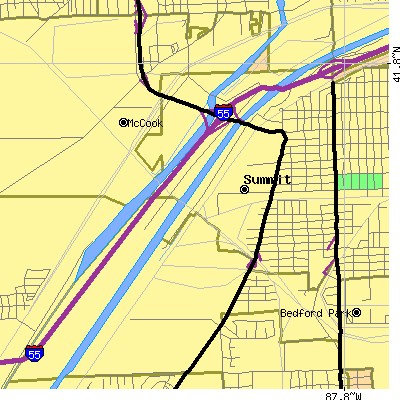 Zip code 60501 close-up map