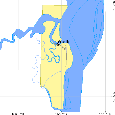 Zip code 99558 close-up map