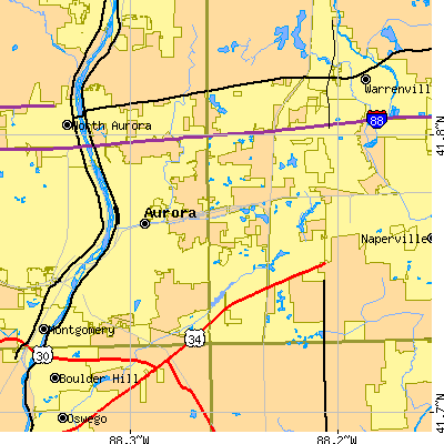 Zip code 60504 close-up map
