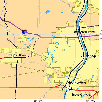 Zip code 60506 close-up map