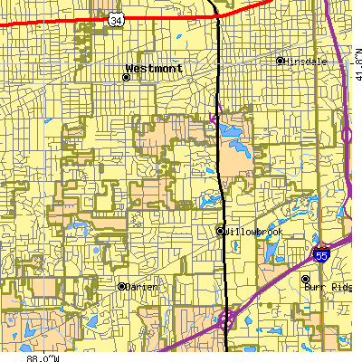 Zip code 60514 close-up map