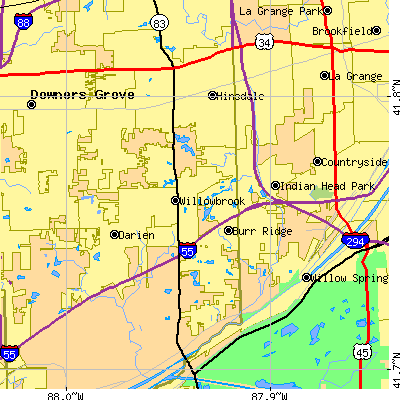 Zip code 60521 close-up map