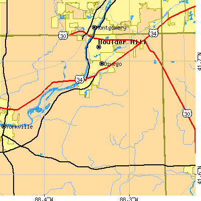 Zip code 60543 close-up map