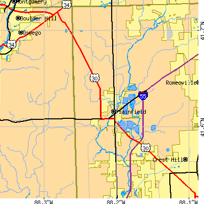 Zip code 60544 close-up map