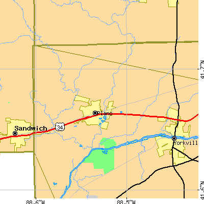 Zip code 60545 close-up map