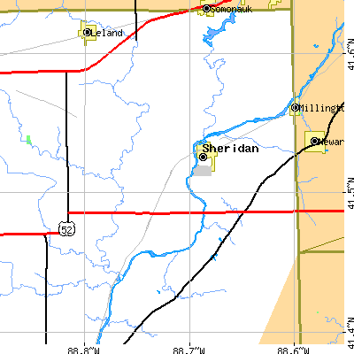 Zip code 60551 close-up map