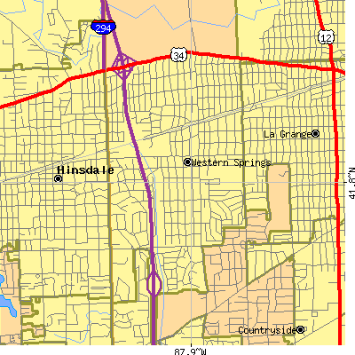 Zip code 60558 close-up map