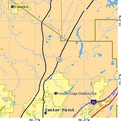 Zip code 35126 close-up map