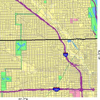 Zip code 60622 close-up map