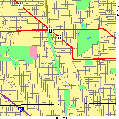 Zip code 60625 close-up map