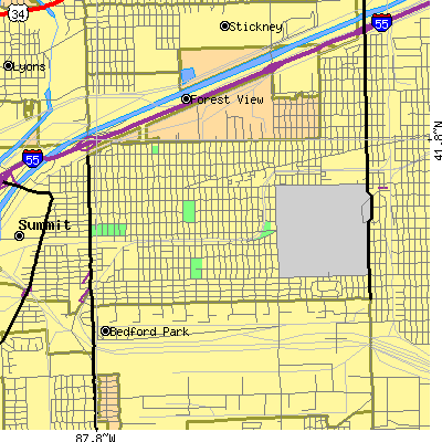 Zip code 60638 close-up map
