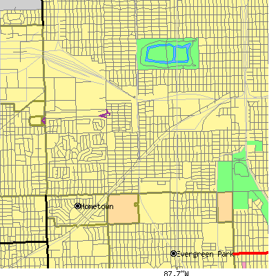 Zip code 60652 close-up map