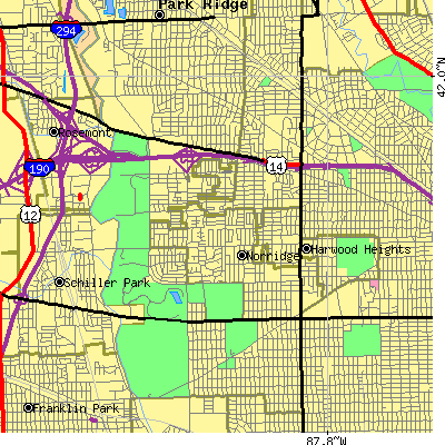 Zip code 60656 close-up map
