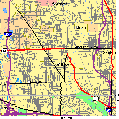 Zip code 60714 close-up map