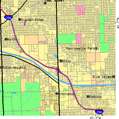 Zip code 60803 close-up map