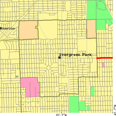 Zip code 60805 close-up map