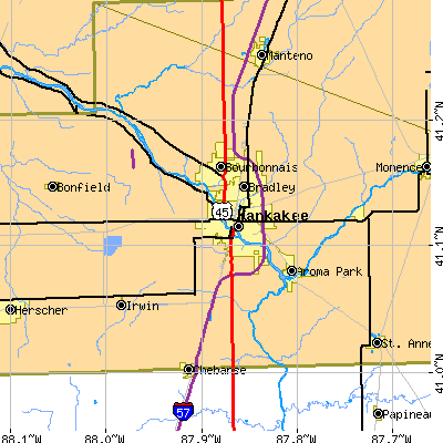 Zip code 60901 close-up map