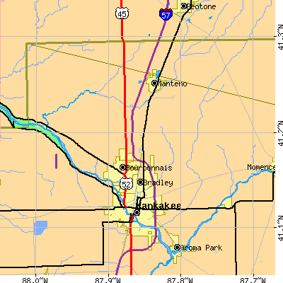 Zip code 60914 close-up map