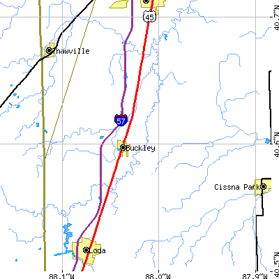 Zip code 60918 close-up map