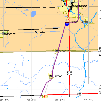 Zip code 60922 close-up map