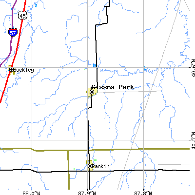 Zip code 60924 close-up map