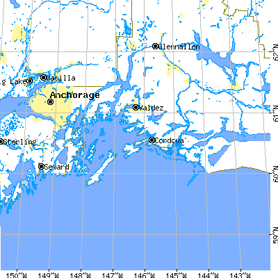 Zip code 99574 close-up map