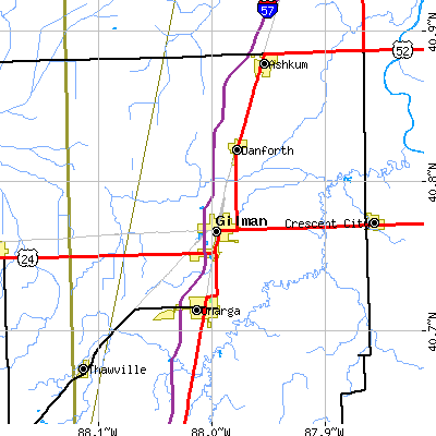 Zip code 60938 close-up map