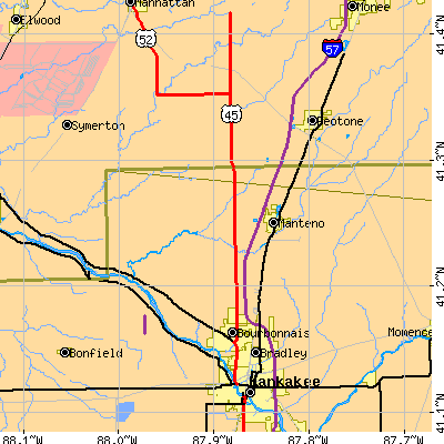 Zip code 60950 close-up map