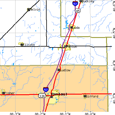 Zip code 60957 close-up map