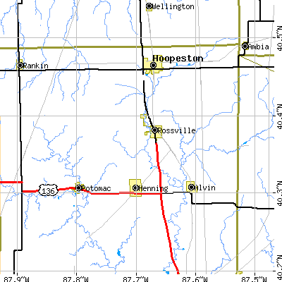 Zip code 60963 close-up map