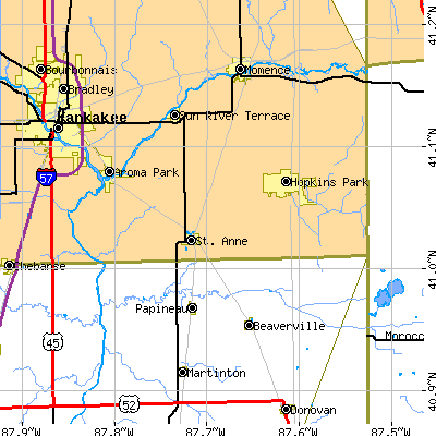 Zip code 60964 close-up map
