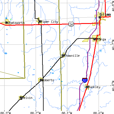 Zip code 60968 close-up map