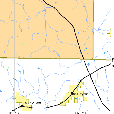 Zip code 35019 close-up map