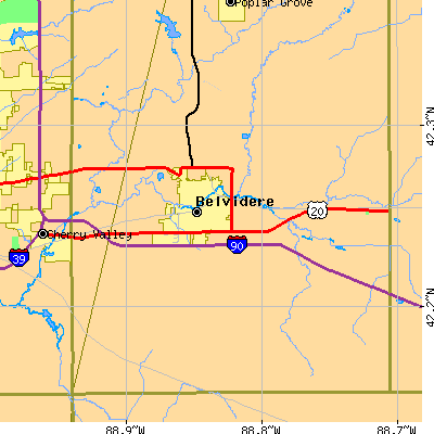 Zip code 61008 close-up map