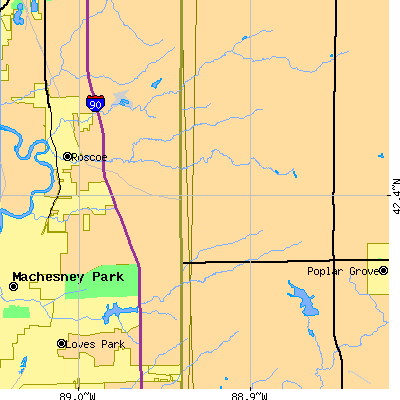 Zip code 61011 close-up map