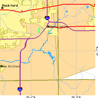 Zip code 61016 close-up map