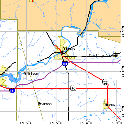 Zip code 61021 close-up map
