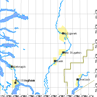 Zip code 99580 close-up map