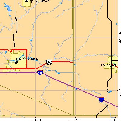 Zip code 61038 close-up map