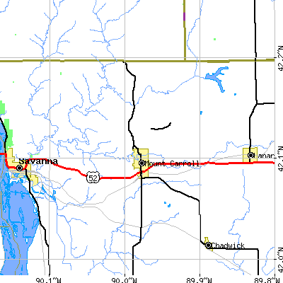 Zip code 61053 close-up map