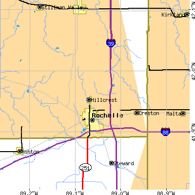 Zip code 61068 close-up map
