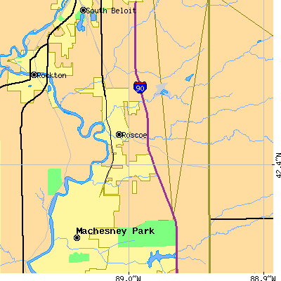 Zip code 61073 close-up map