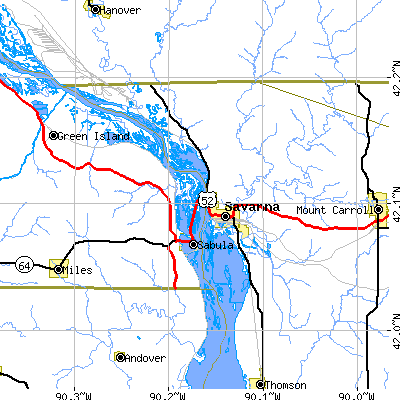 Zip code 61074 close-up map