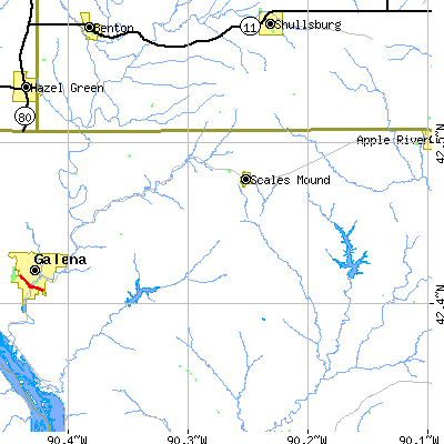 Zip code 61075 close-up map