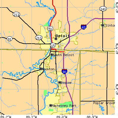 Zip code 61080 close-up map