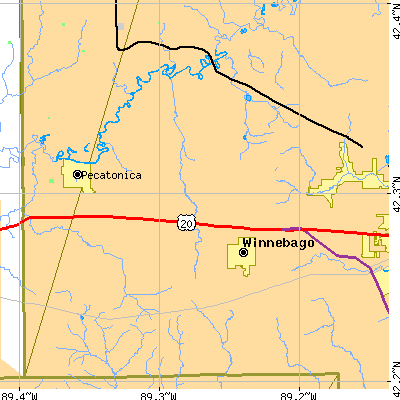 Zip code 61088 close-up map