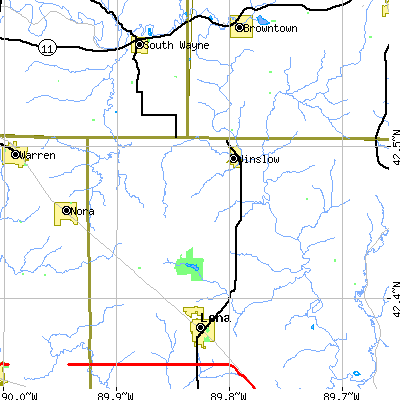 Zip code 61089 close-up map