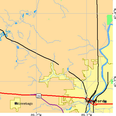Zip code 61101 close-up map