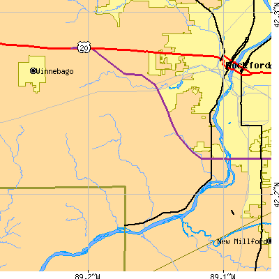 Zip code 61102 close-up map